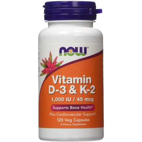 Witamina D3 + K2 NOW Foods Vitamin D-3 & K-2 120 vcaps - Sklep Witaminki.pl