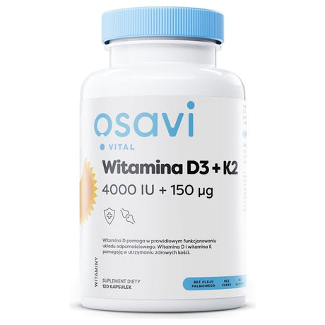 Witamina D3 + K2 Osavi Witamina D3 + K2 4000IU + 150mcg 120 softgels - Sklep Witaminki.pl