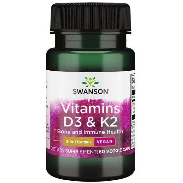 Witamina D3 + K2 Swanson Vitamins D3 2000 IU & K2 75 mcg 60 vcaps - Sklep Witaminki.pl