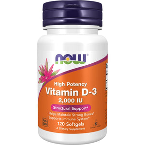 Witamina D3 NOW Foods Vitamin D-3 2000 IU 120 softgels - Sklep Witaminki.pl