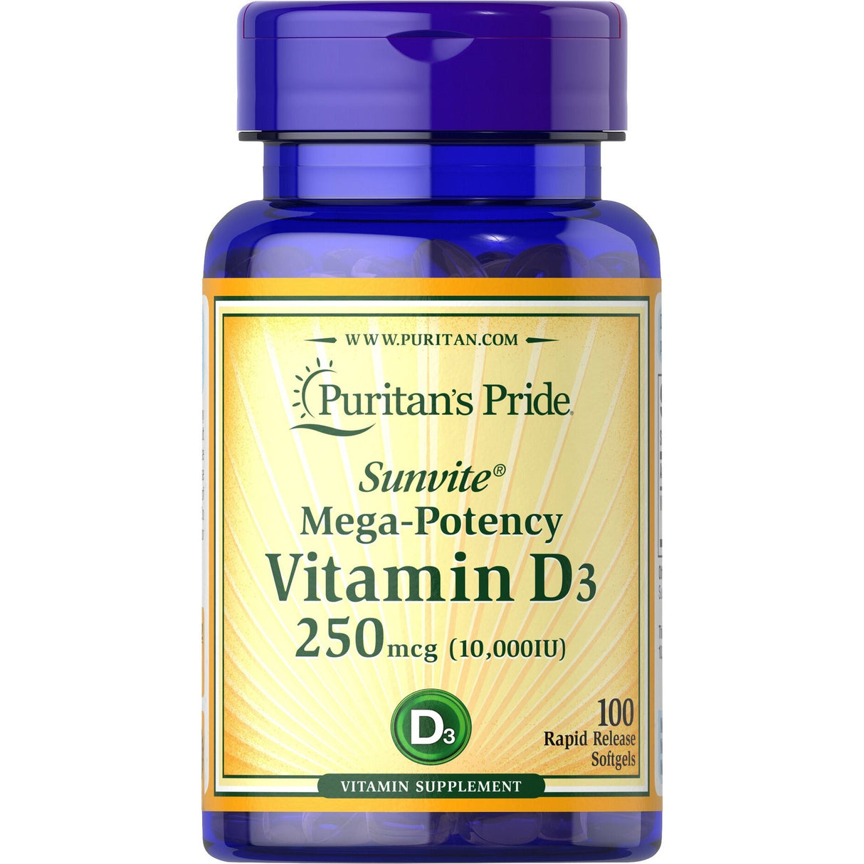 Witamina D3 Puritan's Pride Vitamin D3 10000 IU 100 softgels - Sklep Witaminki.pl