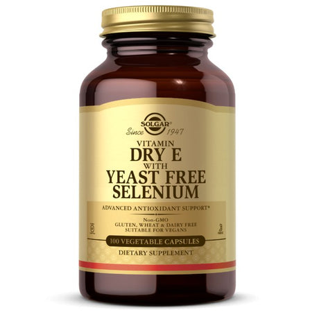 Witamina E Solgar Dry Vitamin E with Yeast Free Selenium 100 vcaps - Sklep Witaminki.pl