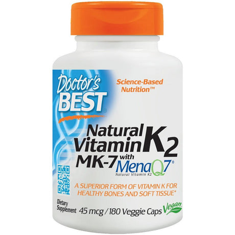 Witamina K2 Doctor's BEST Natural Vitamin K2 MK7 with MenaQ7 45 mcg 180 vcaps - Sklep Witaminki.pl