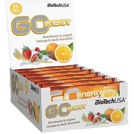 Witaminy i suplementy diety BioTechUSA GO Energy Bar 32 x 40 g Strawberry Yogurt - Sklep Witaminki.pl