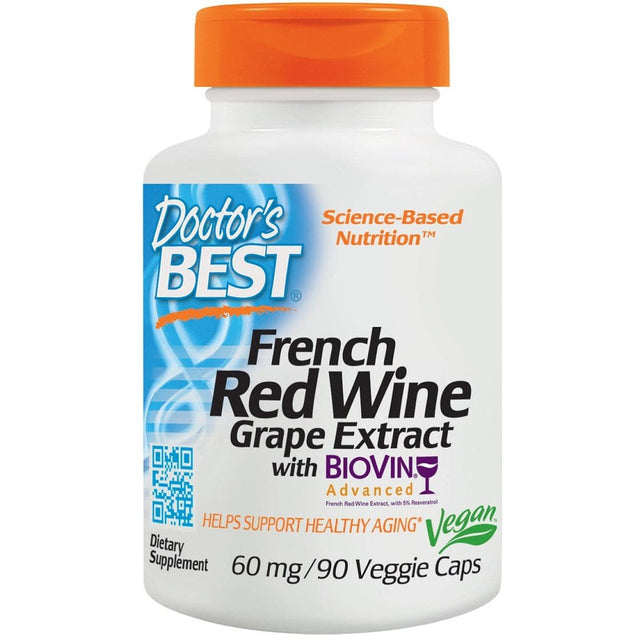 Witaminy i suplementy diety Doctor's BEST French Red Wine Grape Extract with Biovin 60 mg 90 vcaps - Sklep Witaminki.pl