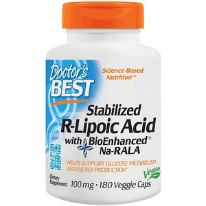 Witaminy i suplementy diety Doctor's BEST Stabilized R-Lipoic Acid with BioEnhanced Na-RALA 100 mg 180 vcaps - Sklep Witaminki.pl