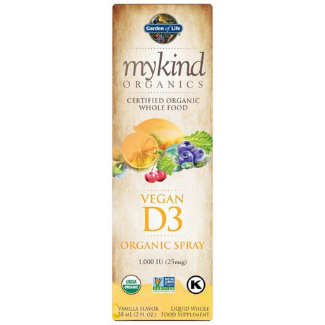 Witaminy i suplementy diety Garden of Life Mykind Organics Vegan D3 Organic Spray 1000 IU Vanilla 58 ml - Sklep Witaminki.pl