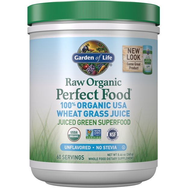 Witaminy i suplementy diety Garden of Life Raw Organic Perfect Food 100% Organic USA Wheat Grass Juice 240g - Sklep Witaminki.pl