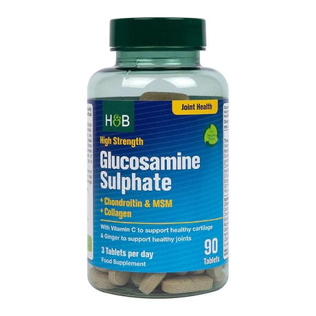 Witaminy i suplementy diety Holland & Barrett High Strength Glucosamine Sulphate + Chondroitin & MSM + Collagen 90 tabs - Sklep Witaminki.pl