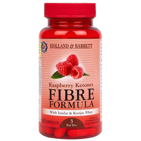 Witaminy i suplementy diety Holland & Barrett Raspberry Ketones Fibre Formula 60 caps - Sklep Witaminki.pl