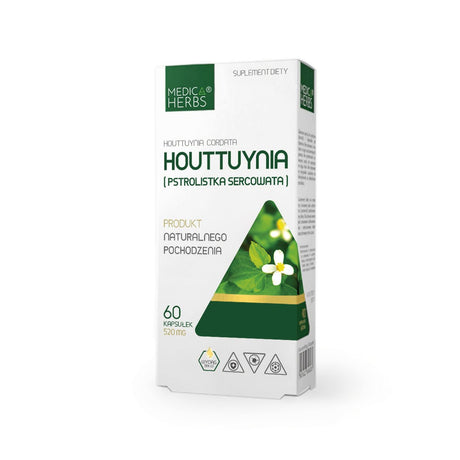 Witaminy i suplementy diety Medica Herbs Houttuynia (Pstrolistka Sercowata) 60 caps - Sklep Witaminki.pl