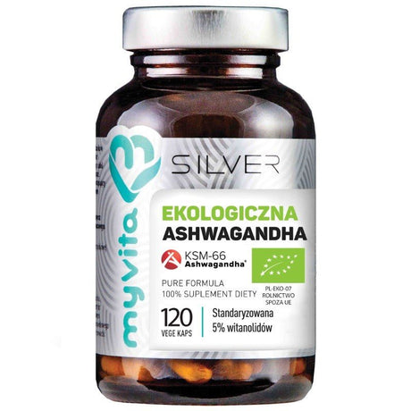 Witaminy i suplementy diety MyVita Silver Pure 100% Ashwagandha KSM-66 200mg 120 caps - Sklep Witaminki.pl