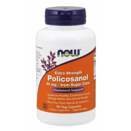 Witaminy i suplementy diety NOW Foods Policosanol 40 mg Extra Strength 90 vcaps - Sklep Witaminki.pl