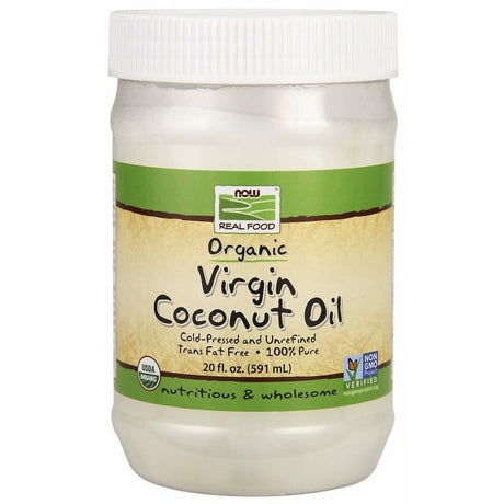Witaminy i suplementy diety NOW Foods Virgin Coconut Cooking Oil Organic 100% Pure 591 ml - Sklep Witaminki.pl