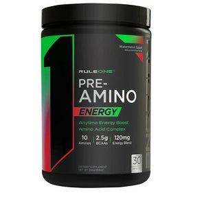 Witaminy i suplementy diety Rule One Pre-Amino Energy Watermelon Splash 252 g - Sklep Witaminki.pl