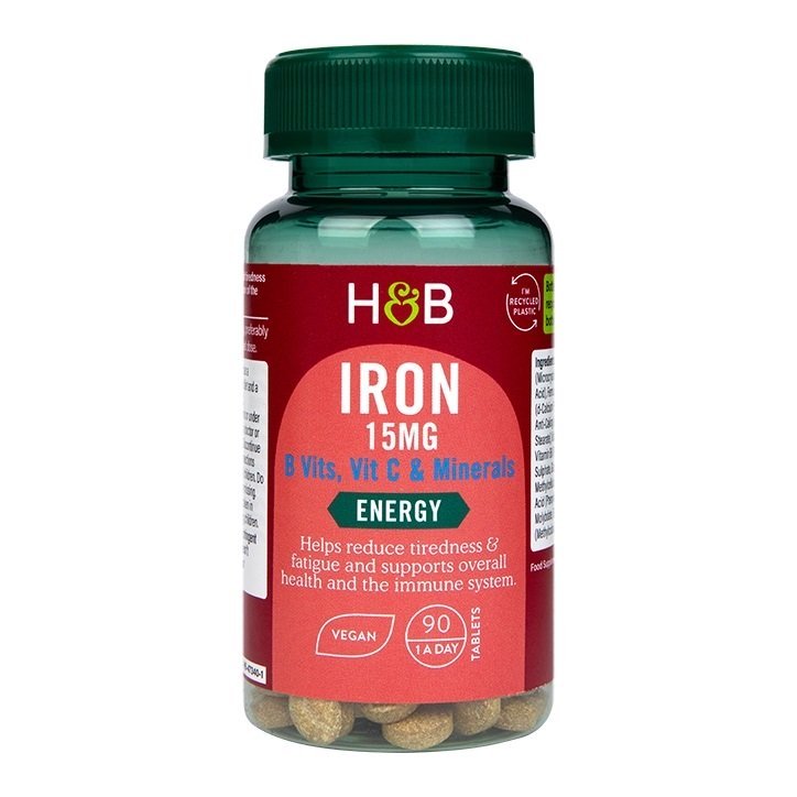 Żelazo Holland & Barrett Iron 15mg with Vitamins & Minerals 90 vegan tabs - Sklep Witaminki.pl