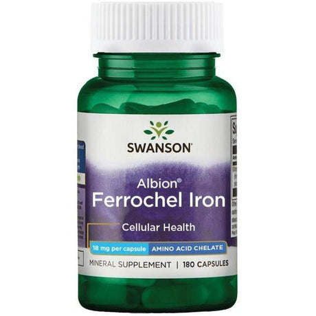 Żelazo Swanson Albion Ferrochel Iron 18 mg 180 caps - Sklep Witaminki.pl
