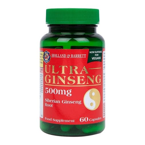 Żeń-Szeń Syberyjski Holland & Barrett Ultra Ginseng 500mg 60 vcaps - Sklep Witaminki.pl